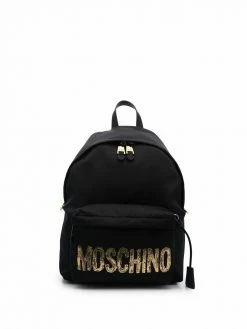Moschino metallic logo-plaque backpack
