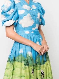 Moschino cow-print maxi shirt dress