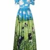 Moschino cow-print maxi shirt dress