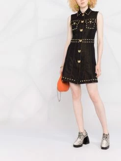 Moschino teddy-studs denim dress