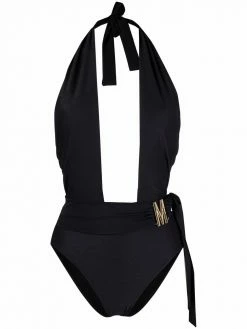 Moschino logo plaque one-piece