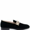 Moschino logo-plaque velvet loafers