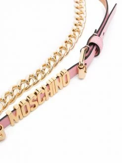 Moschino logo plaque chain belt