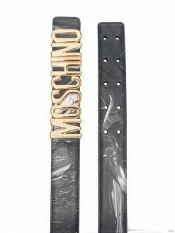Moschino logo-plaque brushed belt