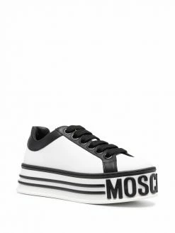 Moschino logo-embossed platform leather sneakers