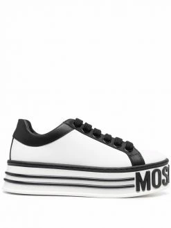 Moschino logo-embossed platform leather sneakers