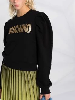 Moschino logo-print puff-sleeves sweatshirt