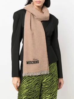 Moschino logo-embroidered cashmere scarf