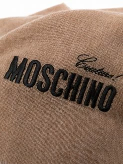 Moschino logo-embroidered cashmere scarf