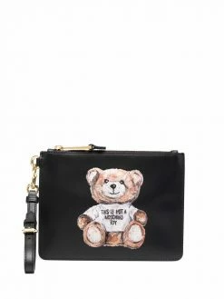 Moschino Teddy Bear-print leather clutch
