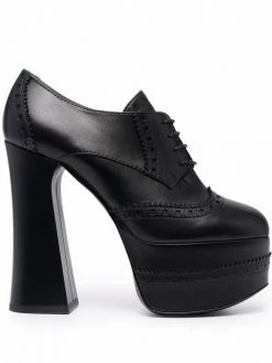 Moschino block-heel lace-up pumps