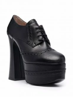 Moschino block-heel lace-up pumps