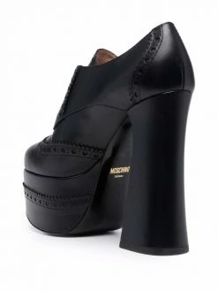 Moschino block-heel lace-up pumps