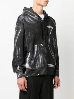 Moschino painted logo print hoodie