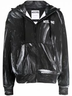 Moschino painted logo print hoodie
