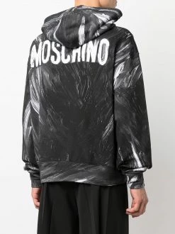 Moschino painted logo print hoodie