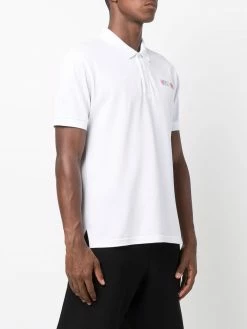 Moschino painted logo-print polo shirt
