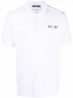 Moschino painted logo-print polo shirt