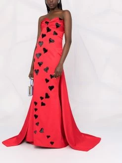 Moschino heart-sequin trailed gown