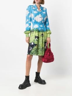 Moschino cow-print shirt dress