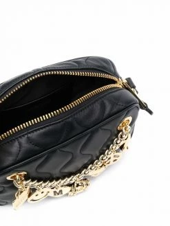 Moschino charm-detail quilted leather satchel