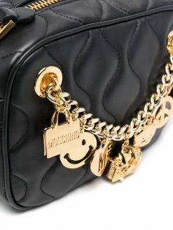 Moschino charm-detail quilted leather satchel