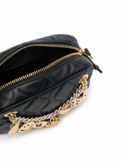 Moschino charm-detail quilted leather satchel