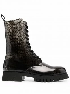 Moschino gradient logo-print combat boots