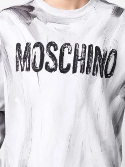 Moschino painted logo-print sweatshirt