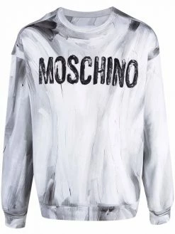 Moschino painted logo-print sweatshirt