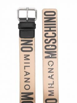 Moschino logo-print leather belt