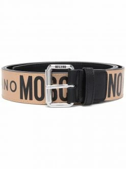 Moschino logo-print leather belt
