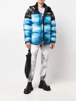 Moschino faded-effect logo coat