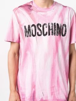Moschino paint-effect logo-print T-shirt
