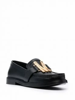 Moschino M logo-plaque almond-toe loafers