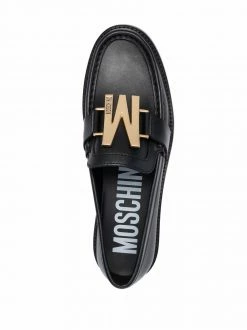 Moschino M logo-plaque almond-toe loafers