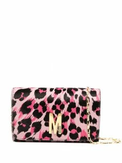 Moschino leopard-print wallet on chain