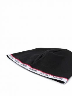 Moschino logo-trim wool-blend beanie