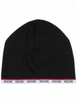 Moschino logo-trim wool-blend beanie