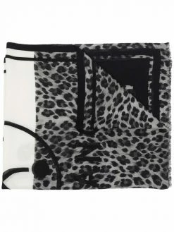 Moschino leopard-print frayed-edge scarf
