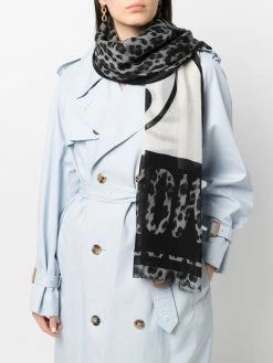 Moschino leopard-print frayed-edge scarf