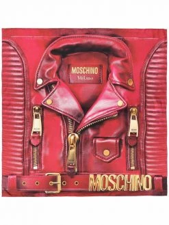 Moschino Biker jacket-print silk scarf