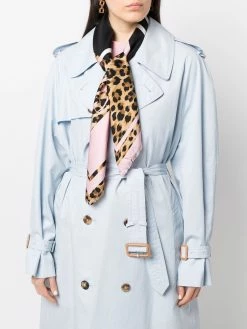 Moschino leopard logo-print silk scarf