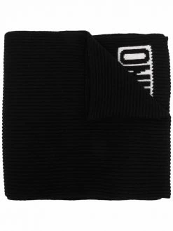 Moschino logo-knit ribbed scarf