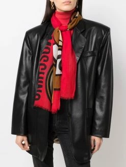 Moschino teddy-print wool scarf