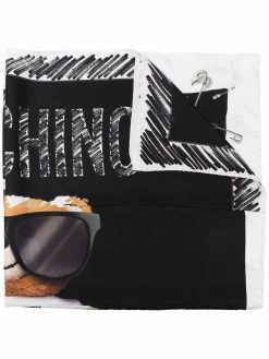 Moschino logo teddy-print scarf