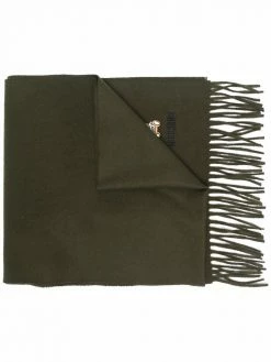 Moschino logo-embroidered fringed scarf