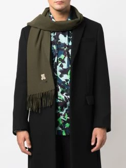 Moschino logo-embroidered fringed scarf