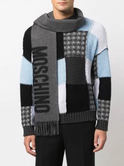 Moschino logo-print merino scarf