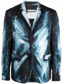 Moschino paint-print single-breasted blazer